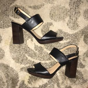 Banana Republic Black Leather Block Heel Sandals